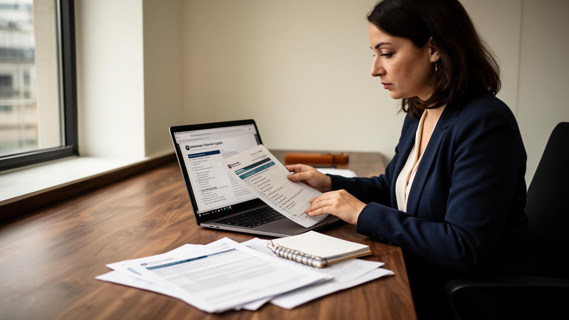 UK procurement professional reviewing a supplier evaluation